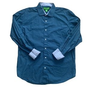 Bristol & Bull Large Teal Green Long Sleeve Flip Cuff Button Down Shirt Sz Large